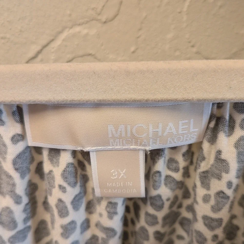 Michael Michael Kors Womens Cheetah Print Neck 3/4 Sleeve Blouse‎ Black White